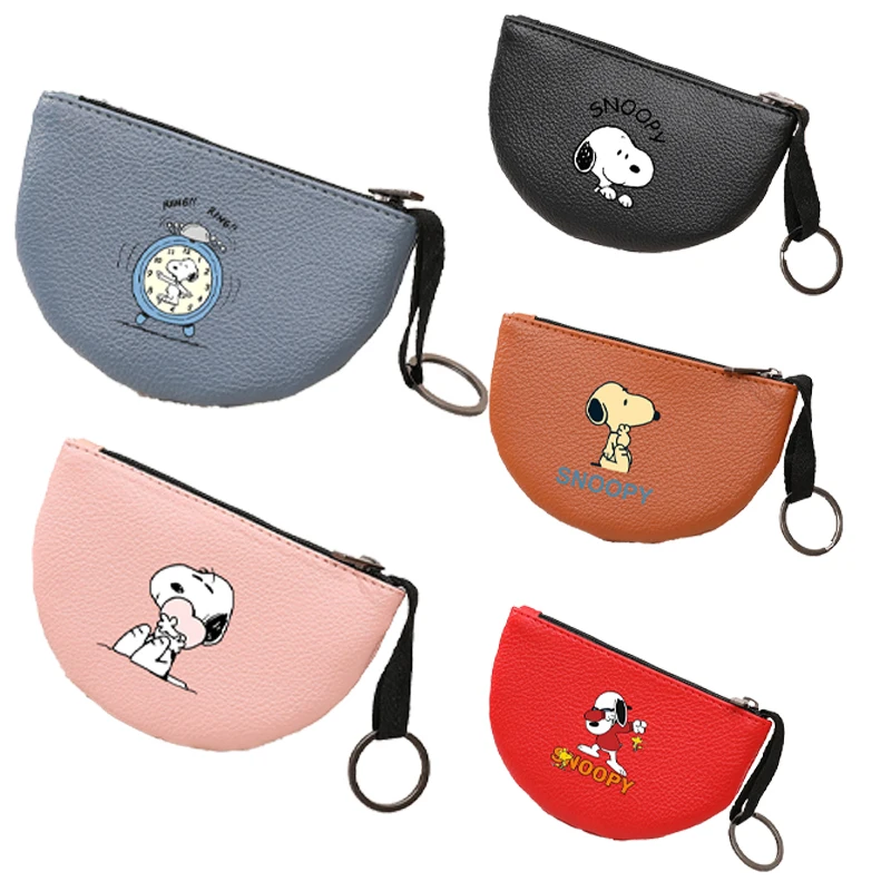 

Snoopy Half Moon Zero Wallet Durable Durable Leather Wallet Fashionable Cartoon Anime Pattern Coin Wallet Friend Birthday Gift