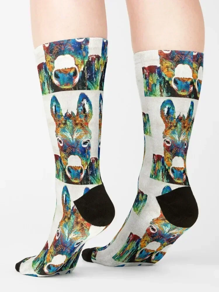 Colorful Donkey Art - Mr. Personality - By Sharon Cummings Socks shoes gym Children's Socks Woman Men's