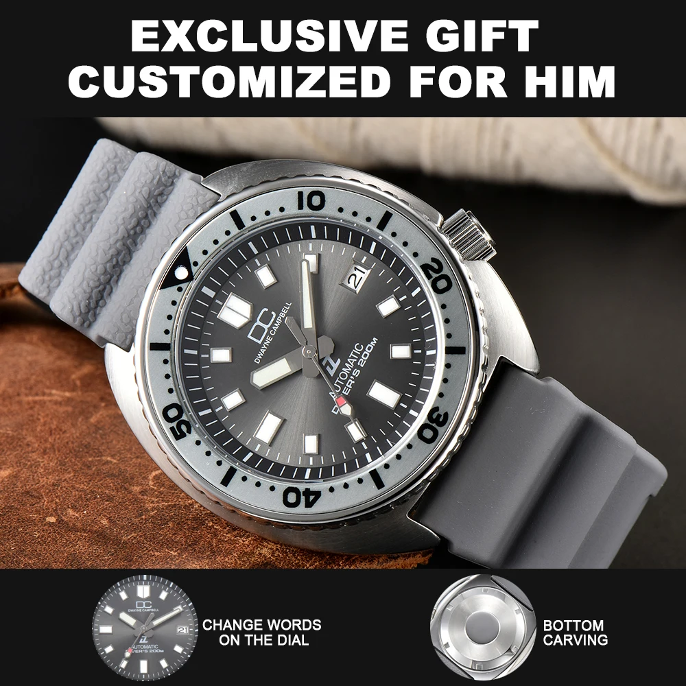 Reloj de pulsera automático para hombre, cronógrafo plateado con logotipo personalizado, movimiento japonés NH35, zafiro, resistente al agua, marca