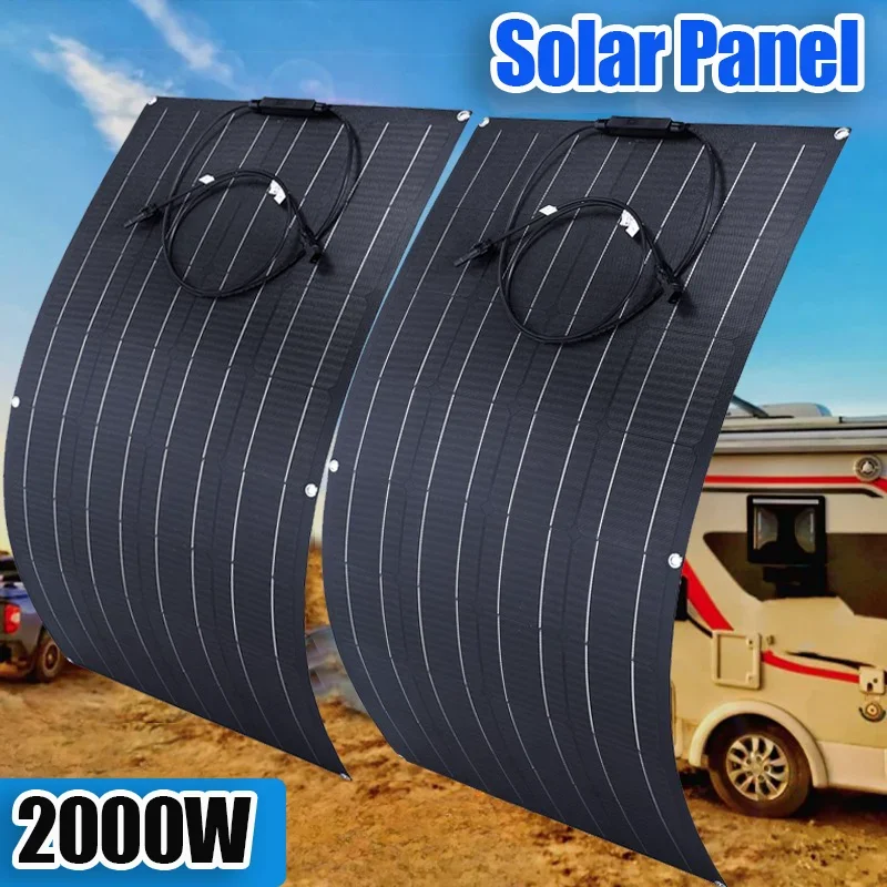 Super Power Solar Panel 500w1000w1500w2000w Suitable For RV Boat Car Household Camping 18V 36V Battery Charger Solar Panel Kits