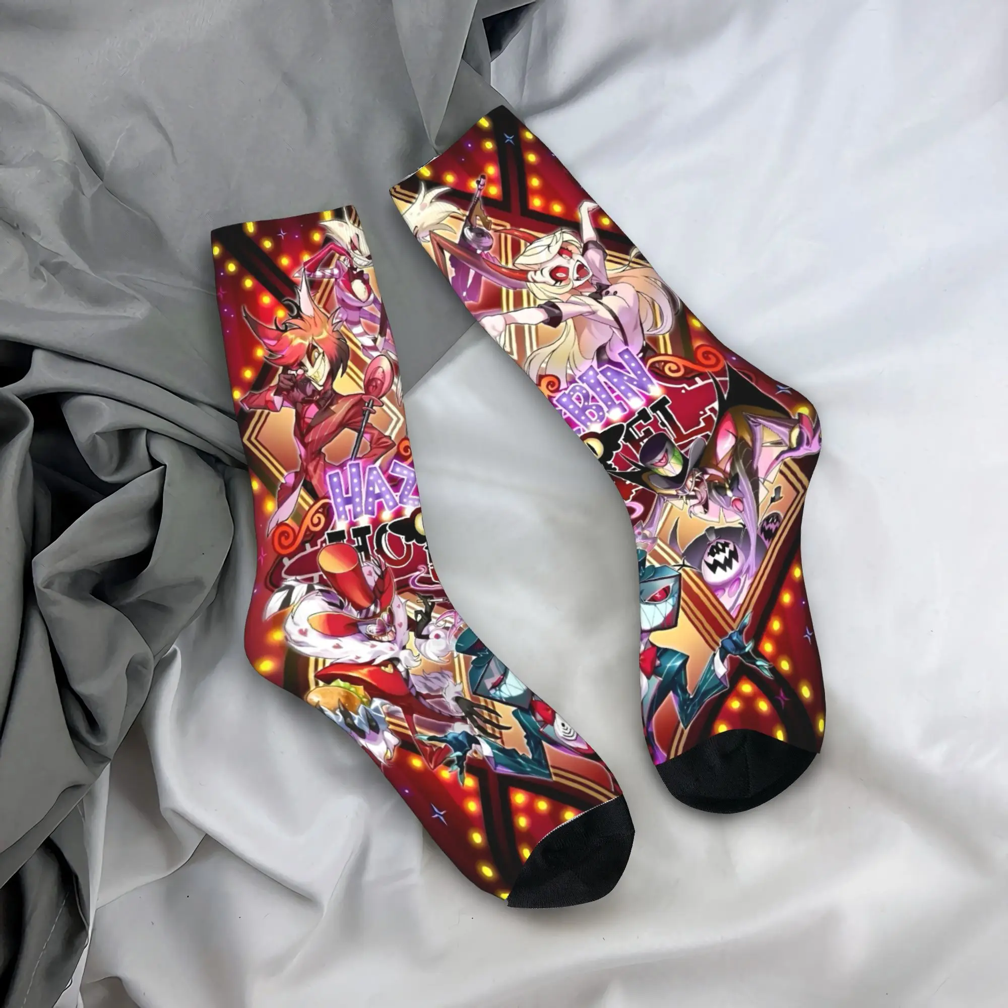 

VOX H-Hazbin Hotel Alastor игровые чулки для взрослых и мужчин, теплые мягкие готические носки, осенние велосипедные антибактериальные носки с графическим рисунком