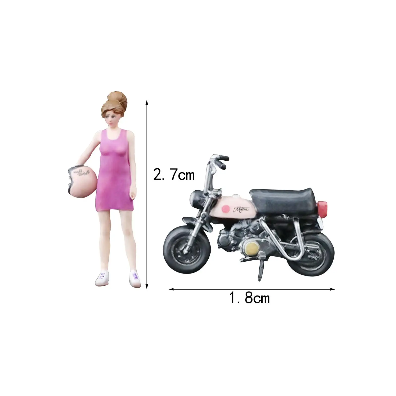 Ornement de table de sable de moto pour fille, figurine peinte l'inventaire, scène l'inventaire, mise en page d'accessoires de photographie Diorama, 1:64