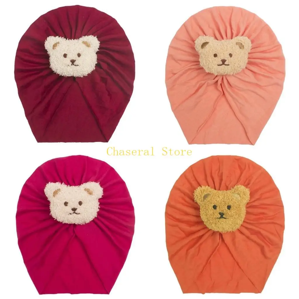 

E7CE Детская шапка с подвесками в виде медведя, детская шапка, мягкая и эластичная шапка, дышащая шапка для мальчиков и девочек,