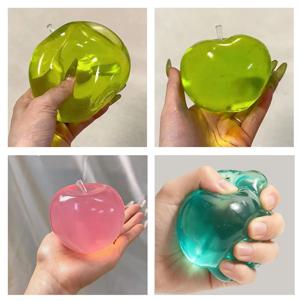 Squishy Green Apple Stress Ball Soft Fidget Sensory Toy for ADHD Autism Slow Rebound Squeeze Toy for Adults Kids Christmas Gift