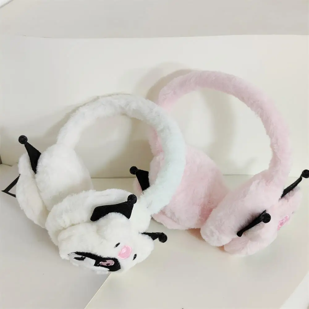 Sanrio Kuromi Cartoon Plush Earmuffs Cute Kuromi Stereo Modeling Earflaps Girls Kawaii Winter Plush Earmuffs Warm Accessories