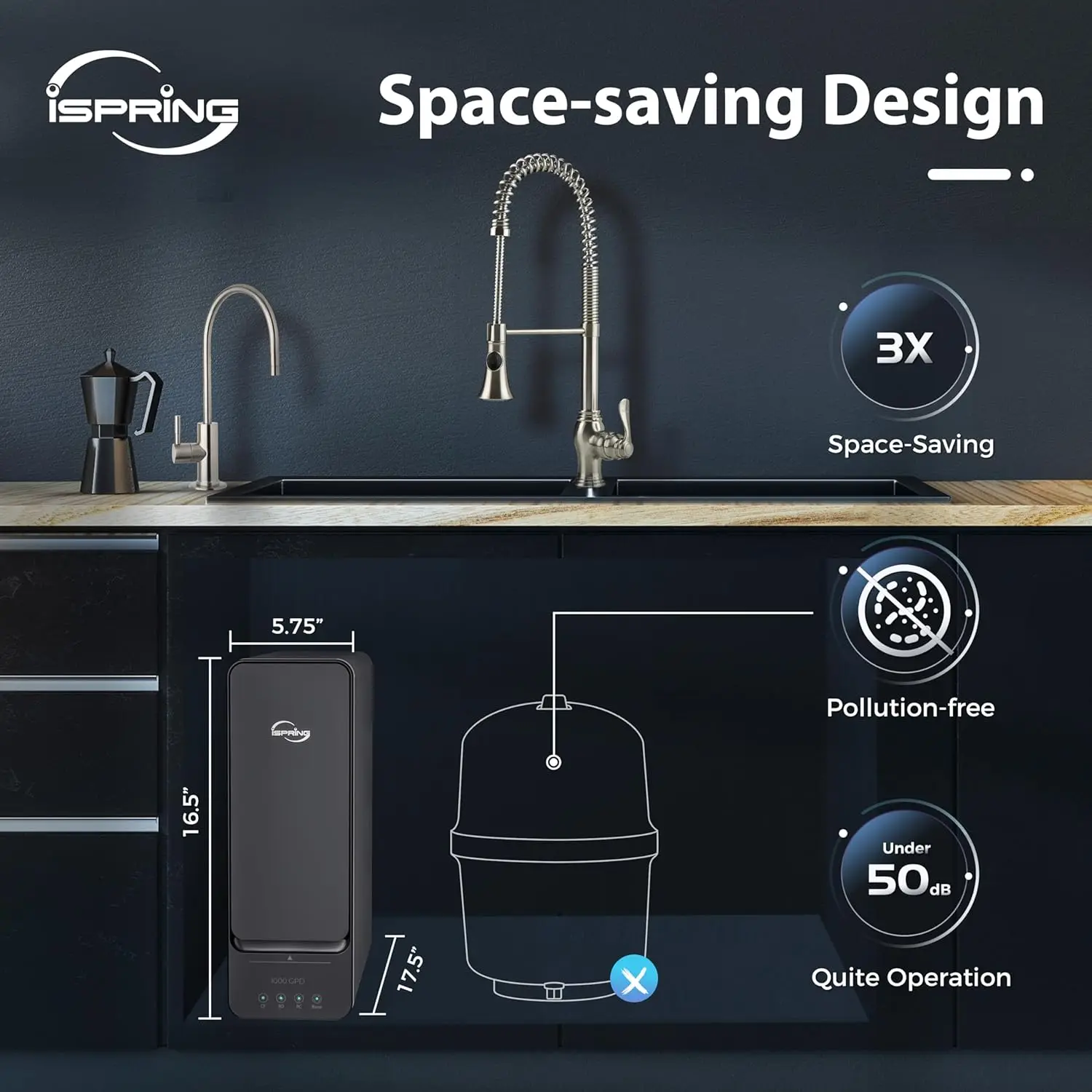 1000- Sistema de filtragem de água por osmose reversa, fluxo rápido 1000