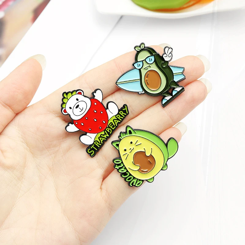 Kiwi Apfel Orange Pinse apple Zubehör Rucksack Pin Revers Brosche Obst Pin Avocado Traube Banane Erdbeere Wassermelone