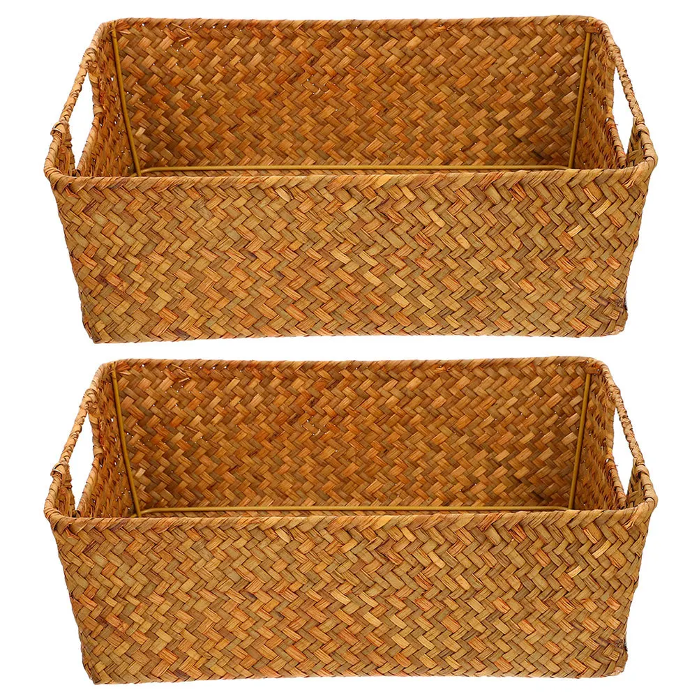 Cesta de pan tejida para almacenamiento de frutas, organizador de cocina y comedor, cesta de aperitivos portátil, diseño tejido, 2 uds.