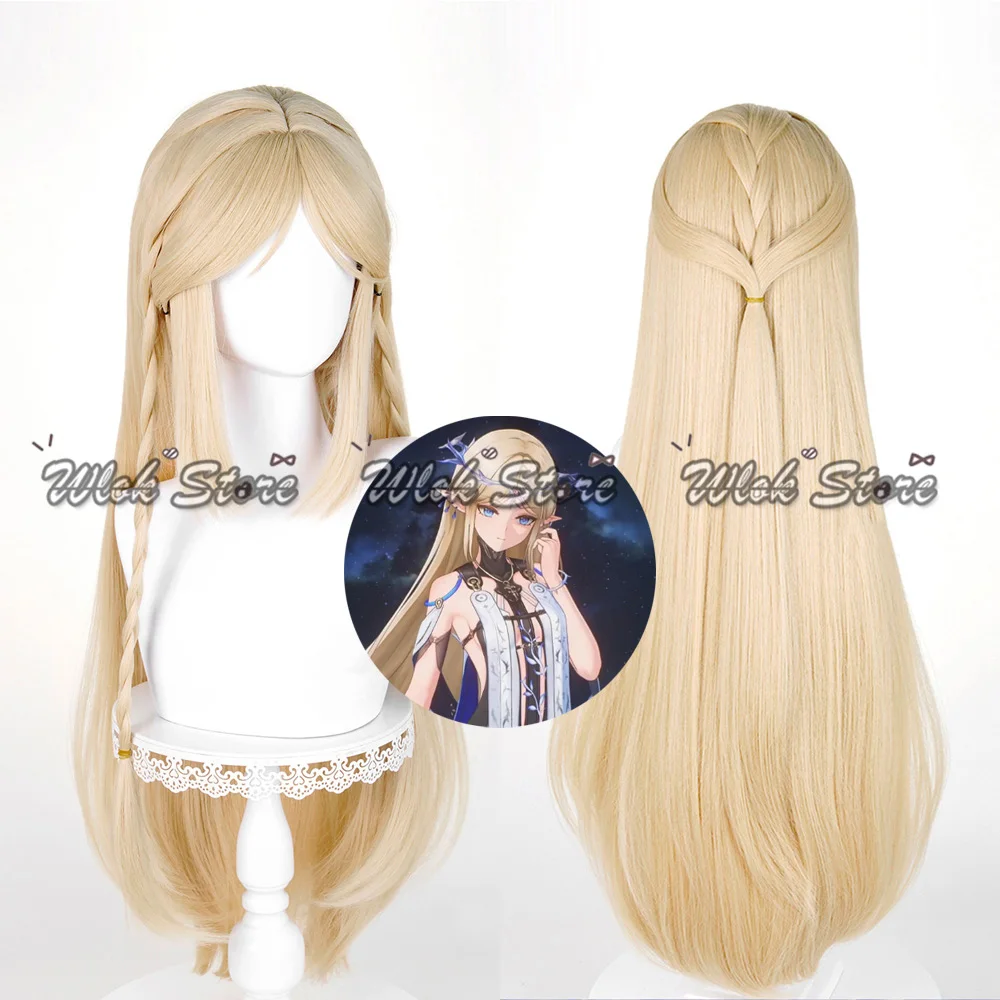 Wuthering ondas cartethyia flordelys cosplay peruca resistente ao calor 90cm cabelo longo feminino halloween carnaval festa role play adereços