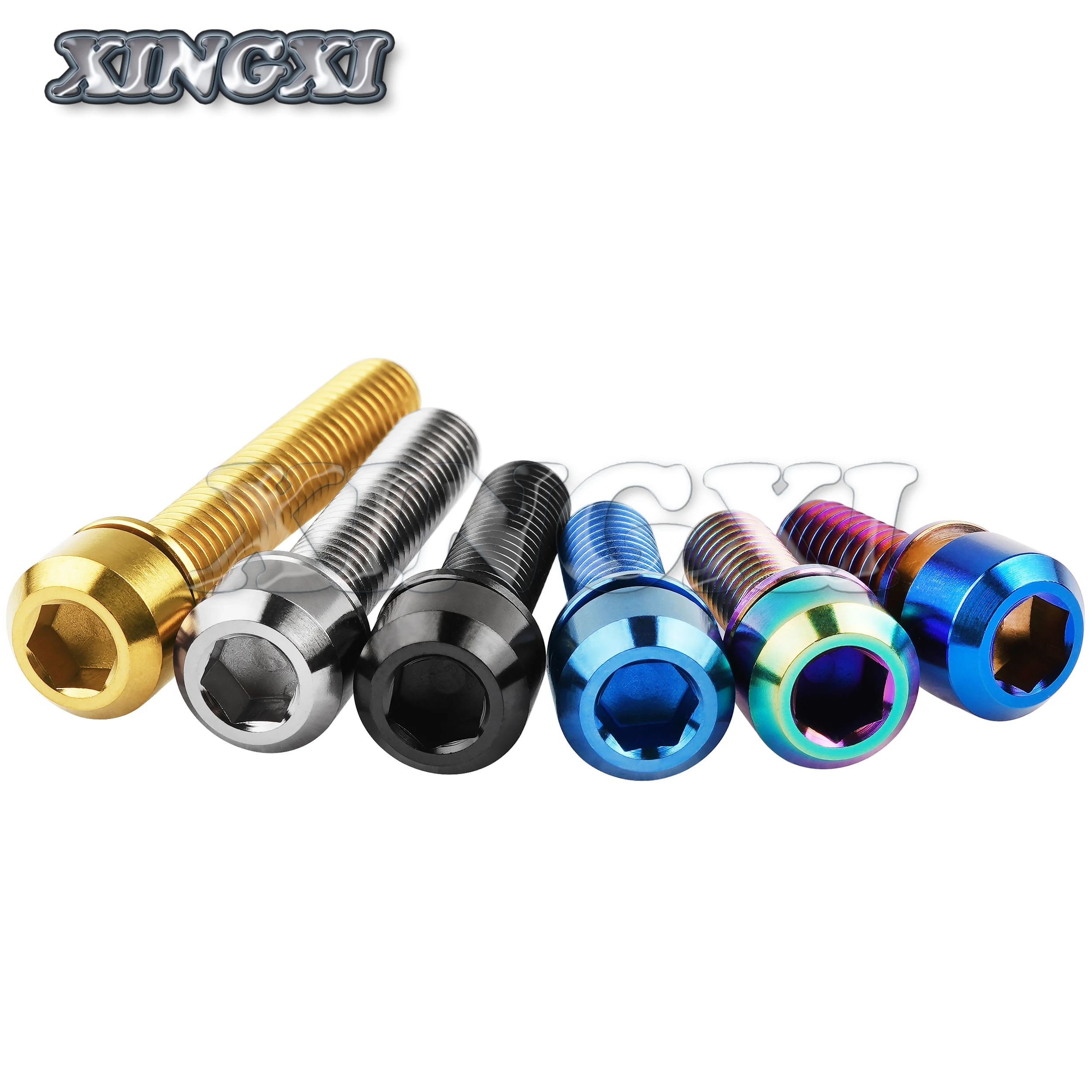 Xingxi  Titanium Bolt M5/M6x16 18 20 25 30 35mm With Washer For Bicycle Srew Disc Brake Stem Clamp Bike Accessories Fasteners