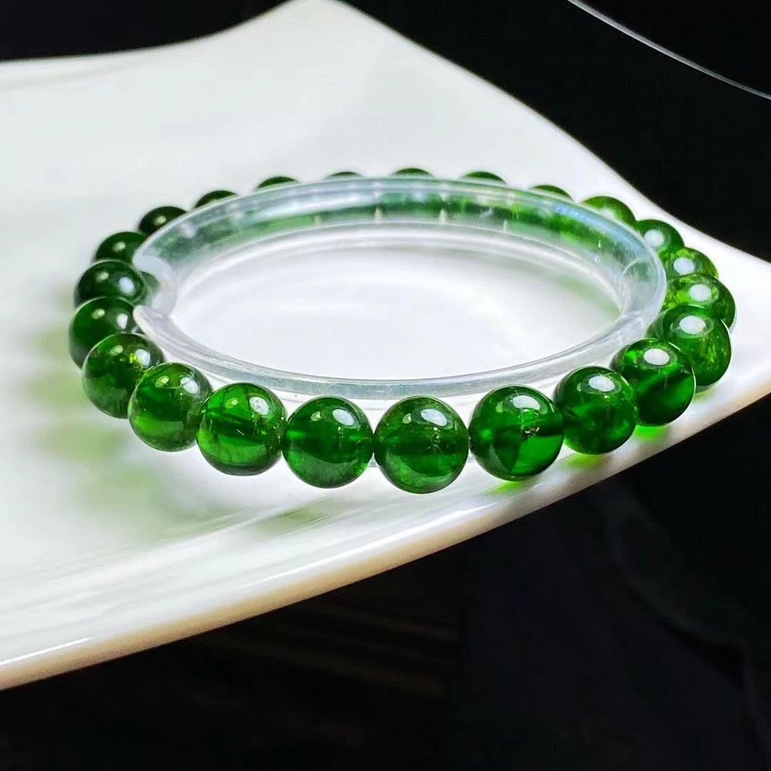 

Natural Green Chrome Diopside Bracelet Crystal Clear Round Beads Stretch 8.5mm Women Men Rare Best Jewelry AAAAA