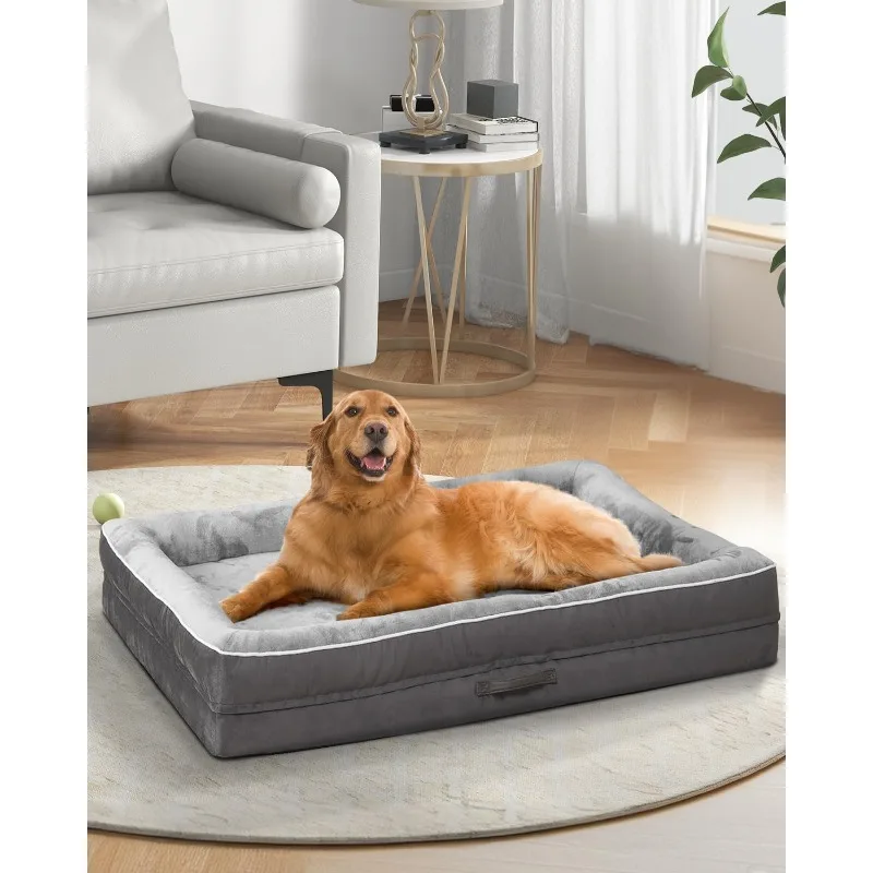 Large Orthopedic Dog Bed, Egg Foam Dog Couch with Removable Washable Cover, Waterproof Pet Sofa Bed with Non-Slip Bottom and Fou