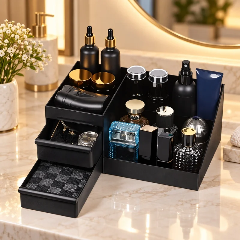 Non-Slip Perfume Organizer with Drawer for Vanity, Bedroom & Bathroom