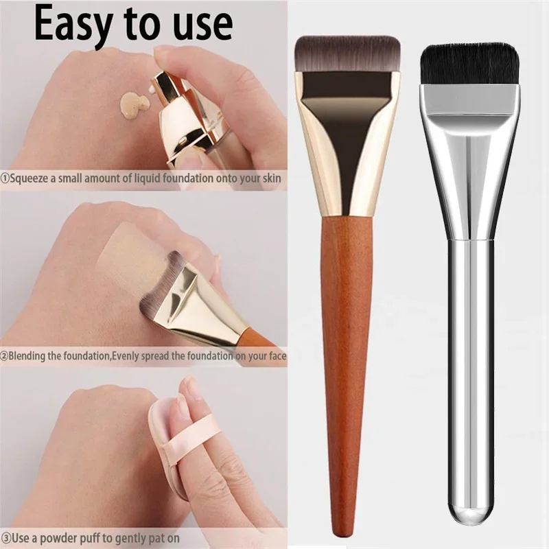 2 Stück ultradünne Foundation-Pinsel, flache Foundation-Pinsel, leichte, dünne Gesichtskonturpinsel für flüssiges Make-up, Mischpinsel