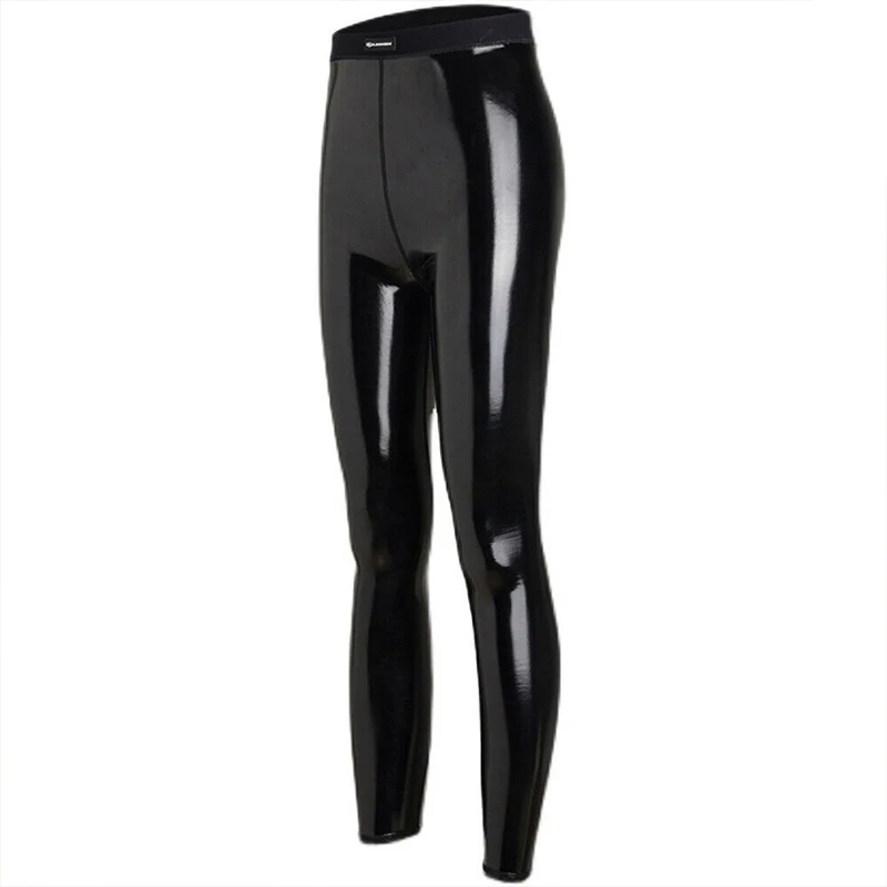 Leggings lucidi da donna pantaloni a matita Sexy in pelle verniciata Leggings in pelle PU effetto bagnato pantaloni Skinny a vita alta Slim