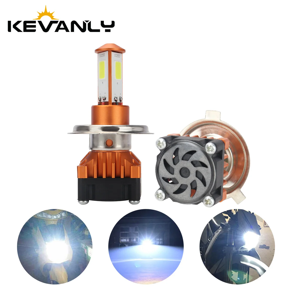 1PC H4 COB Motorcycle Driving Light 3 Side LED 75W 6000K white Hi/Low Beam High Brightness Headlight Bulb Lamp For UTV ATV 12V