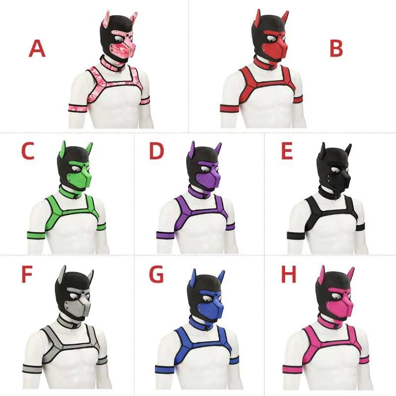 أزياء للجنسين أزياء مثيرة اللاتكس فتح الفم الكلب القبعات هالوين Pupply لعب الأزواج ألعاب كامل الوجه أقنعة الوثن هود