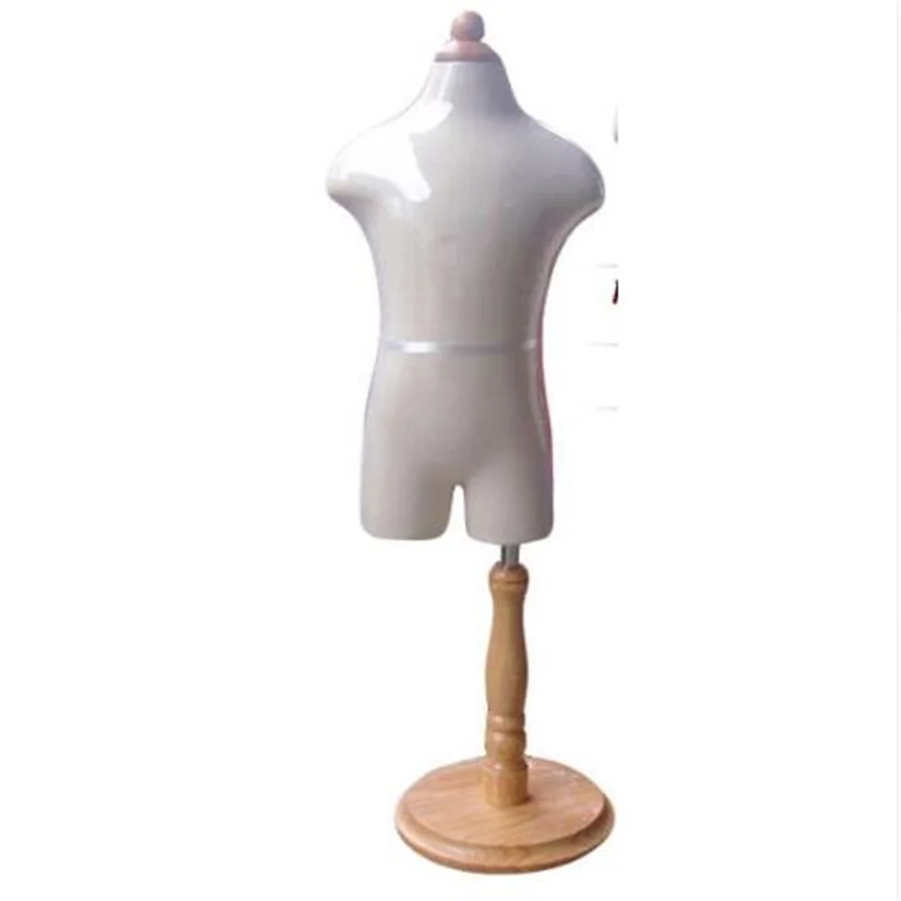 Half Torso Plastic Child Sewing Mannequins, Doll Body Display with Circular Wood Base, Flexible Dresses Cloth, 3-4Years, E078