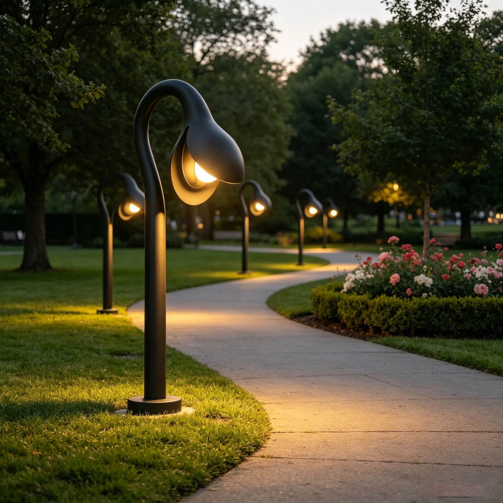 High End Modern LED Aluminum Material Garden Decoration Lamp Flower Shaped Lamp Post Outdoor Pole Light IP65 Landscape Light
