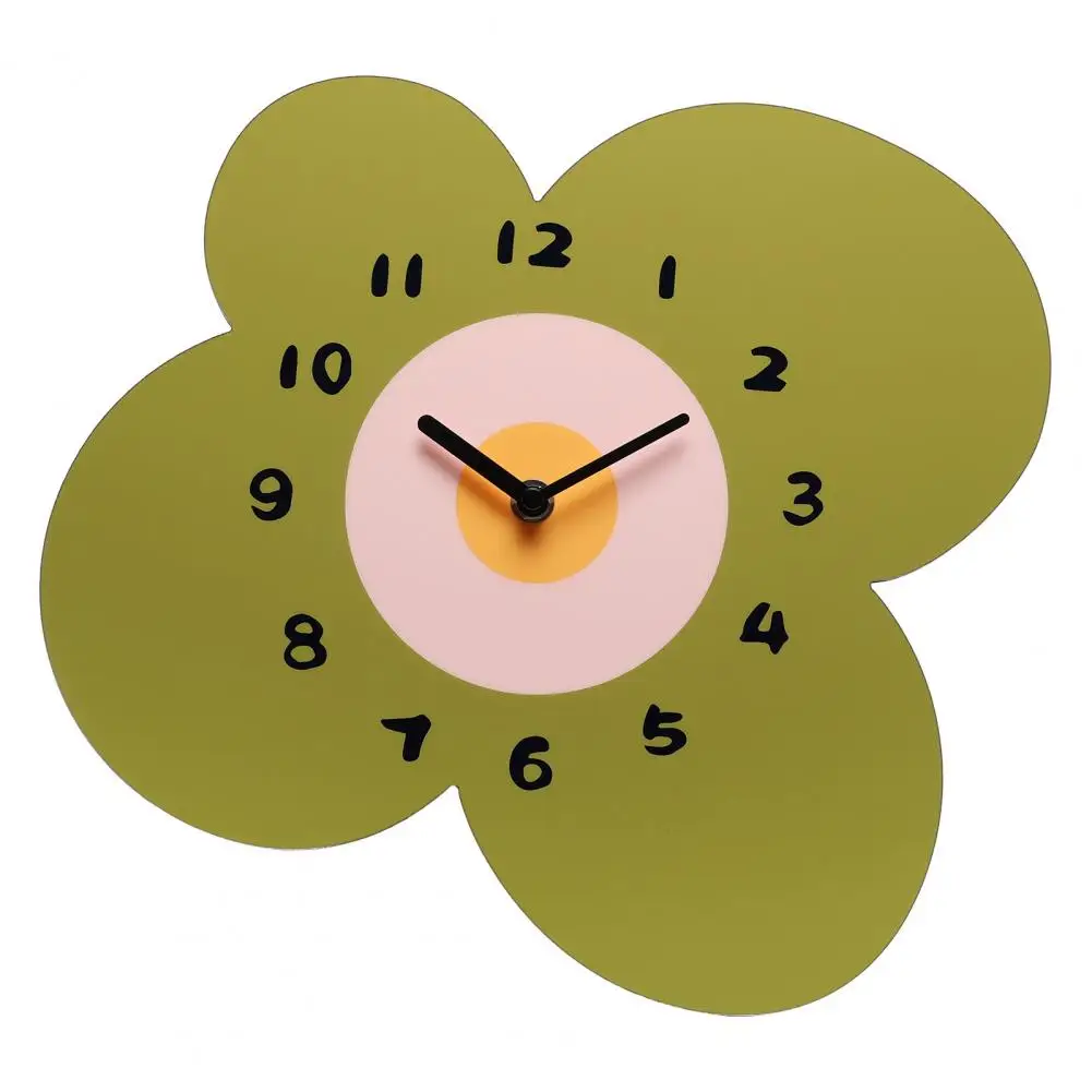 

Home Office Wall Clock Room Wall Clock Modern Green Flower Wall Clock Silent Non Ticking Analog Quartz Timepiece for Room