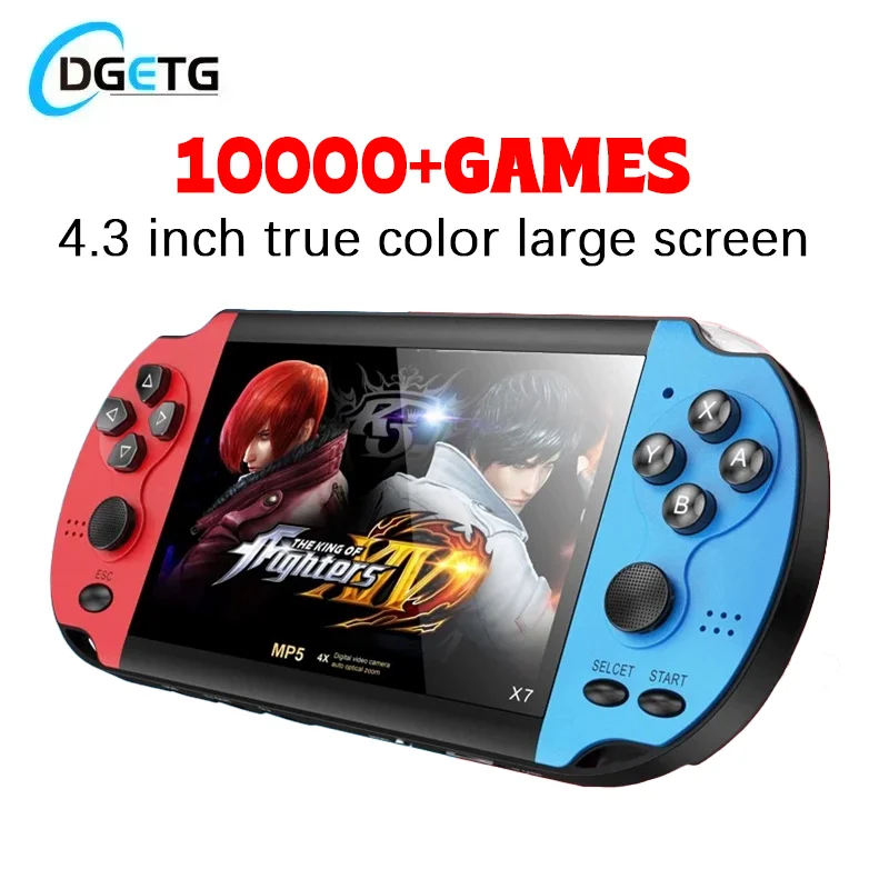 Портативная игровая консоль Retro X7, 4,3-дюймовый HD, большой экран 8G, классическая игровая консоль, встроенная 10000 игр, мини-портативная игровая MP5