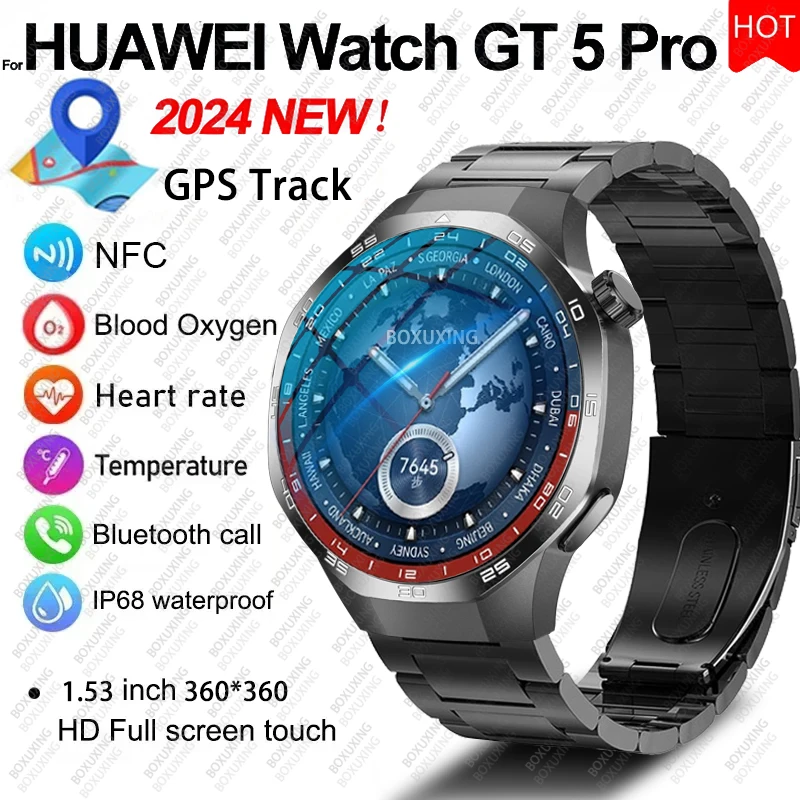 GPS NFC GT5 Pro Спортивные Смарт-часы Мужчины AMOLED Экран Компас Высотомер Водонепроницаемые Bluetooth-вызовы Смарт-часы Новые часы 5 Pro Max