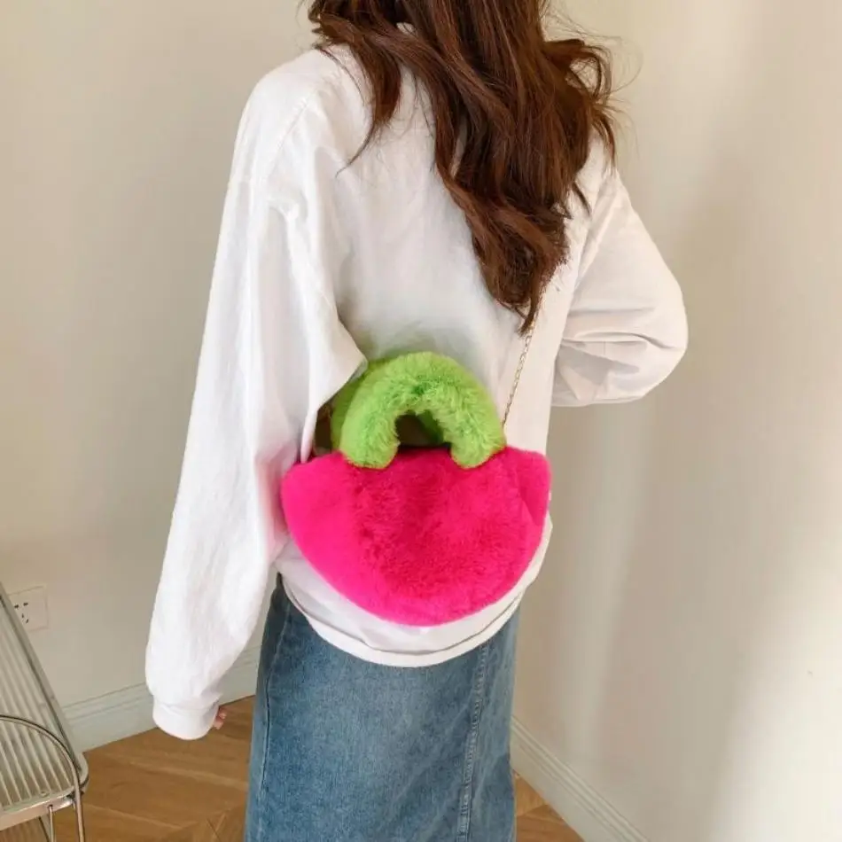 Autumn Winter New Fashion Design Women Bag Trend Versatile Short Plush Chain Ladies Bags Pretty Colorful Cross Shoulder Handbag