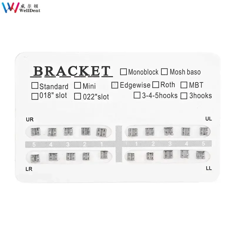 5 Packs=100pcs Dental Brackets Orthodontic Metal Bracket Brace Mini Standard Roth Slot 022 345 Hooks Braces Tooth Tool