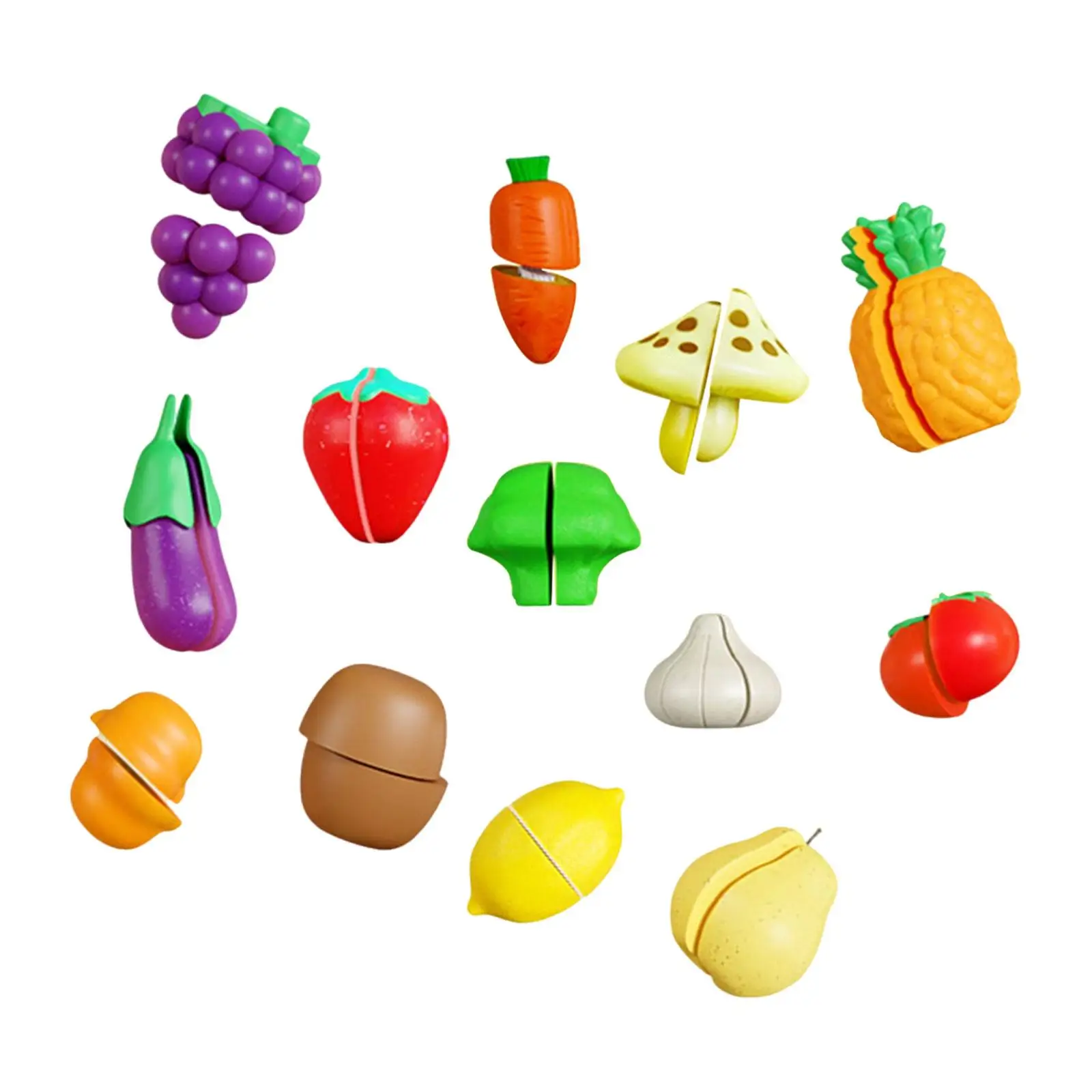 Cutting Play Food Toys Portable Pretend Play Fruit Vegetables Accessories Kitchen Accessories for Preschool Kids 18+ Months