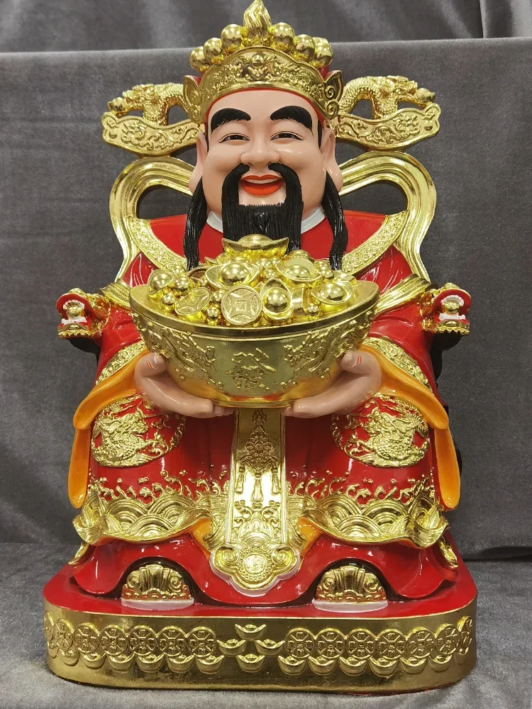 The God of Wealth statue is dedicated to the opening office of household store and the resin-painted decoration of God of Wealth