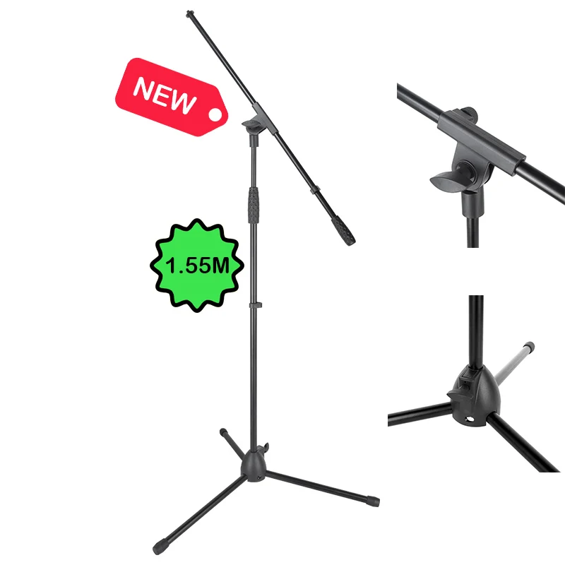 

Yinyu Classic Tripod Microphone Stand with 76cm Adjustable Boom, Height 0.9-1.55M, 3/8" to 5/8" Adapter for Home Studio Recordin