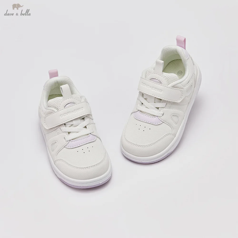Dave Bella Children's Casual Shoes Autumn Girls' White Board Shoes Antibacterial Gentle Cute Anti Slip Outdoor DB3253579