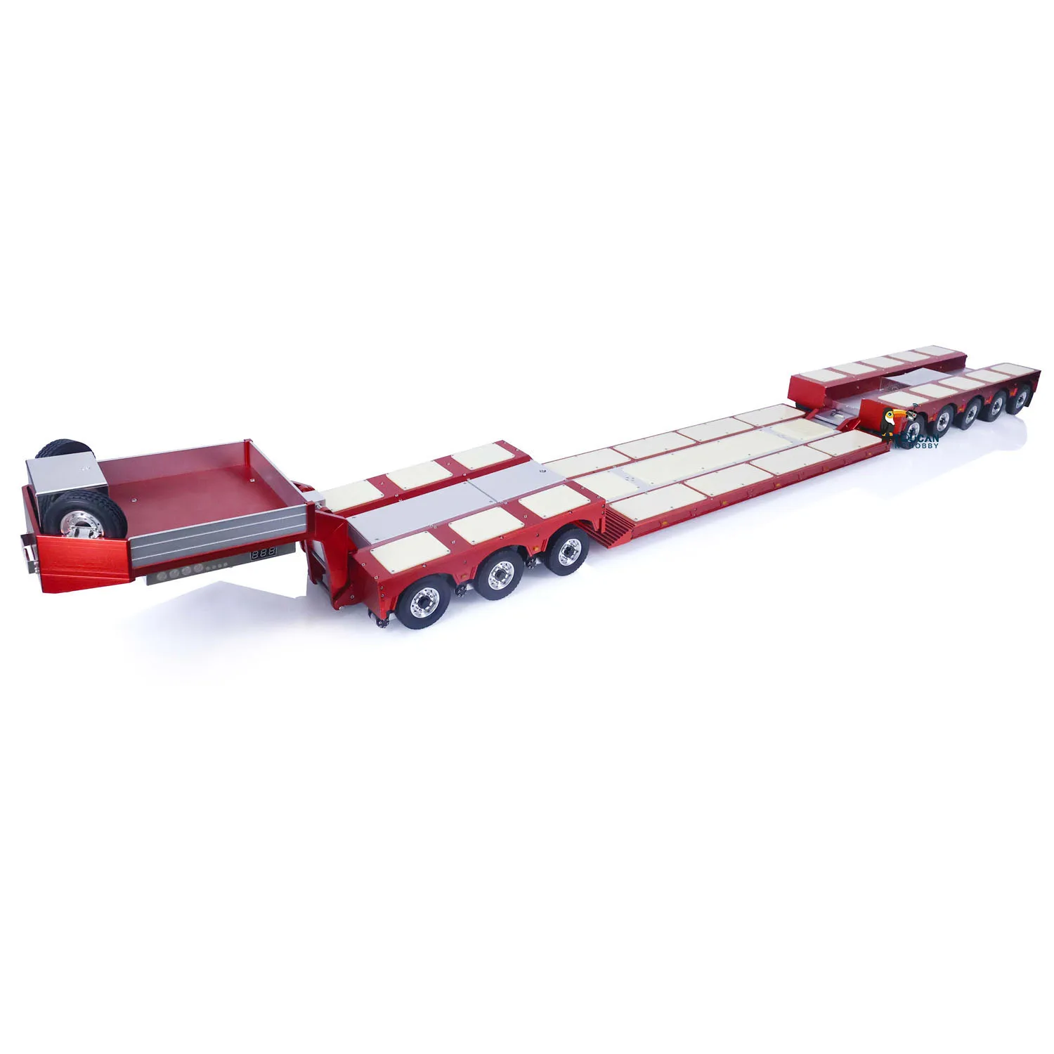 DG-996 1/14 rc reboque hidráulico 8 eixos metal 5 + 3 hidráulico vermelho suspenso caminhão esc motor brinquedos para adulto TH22680-SMT9