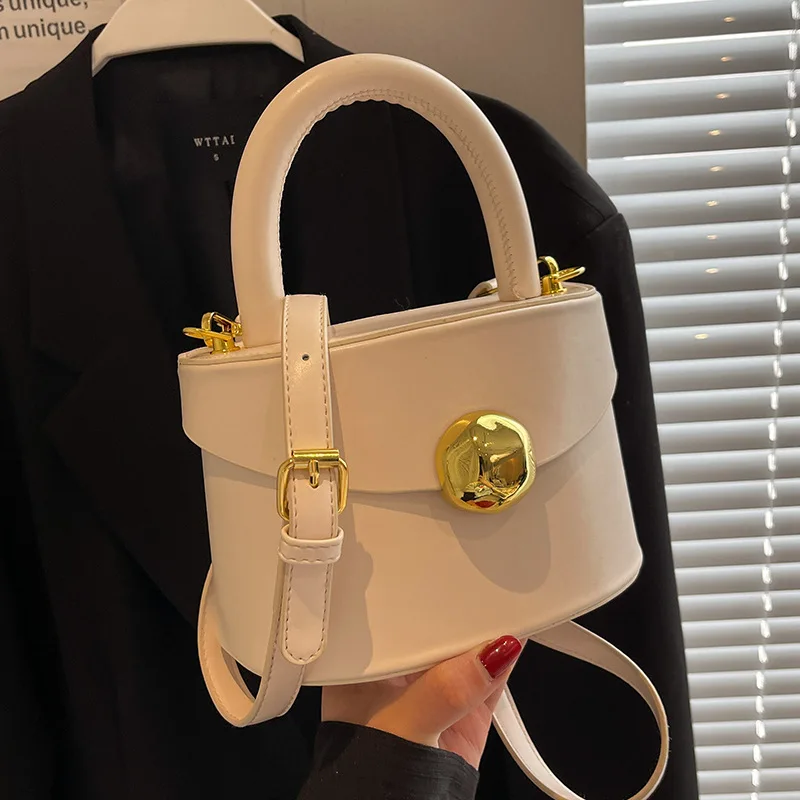 Shoulder Bag PU Leather Texture Bags for Women Small Mini Bucket Bag Summer Trend All-match 2023 New Crossbody Bag Solid Color