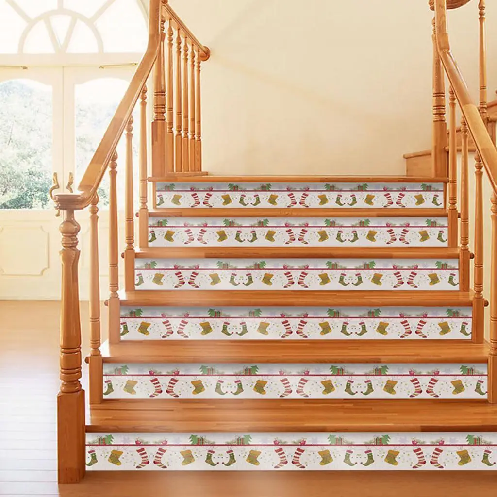 Christmas Stairway Staircase Sticker PVC Waterproof Stair Decal 18x600cm