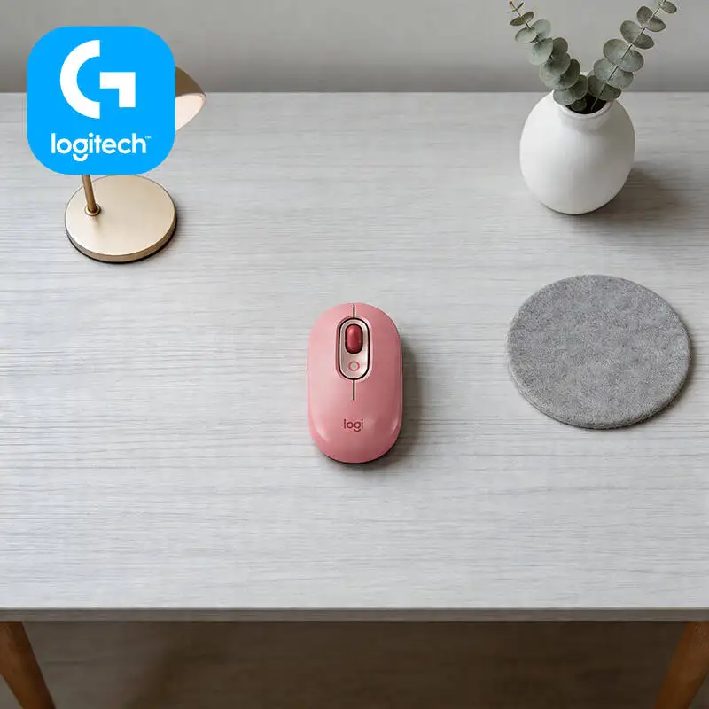 Logitech M350 POP Wireless Mouse Dual-Mode Bluetooth 2.4GHz Silent Click 18-Month Battery for Lake Trip and Camping Workstation