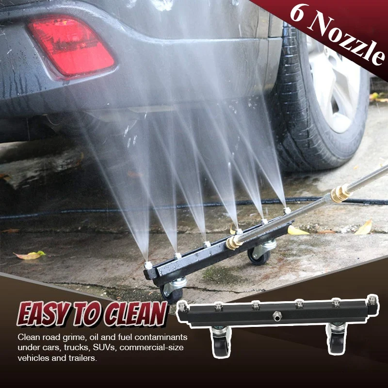 

NEW-High Pressure Washer Undercarriage Cleaner,6 Nozzle Garden Cleaning Machine Under Car Cleaning Kit, 4000 PSI