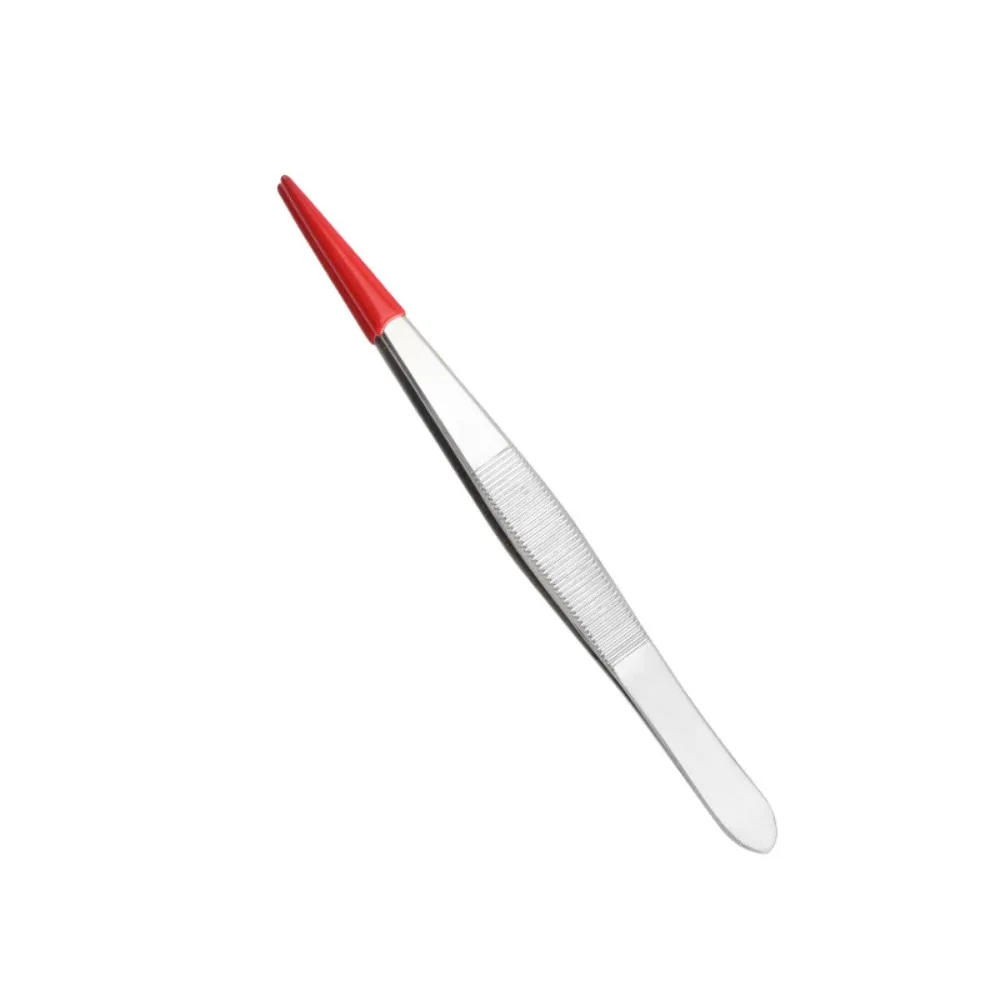 1/4 個のピンセット、ゴムチップ付きピンセット、ゴム、PVC、シリコンコーティング、傷つけない、平先、曲がった先、先端付きピンセット