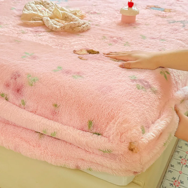 

1pc Warm Fitted Sheet Queen/King Size Bedsheet Girls Boys Room Bed Cover ropa de cama Simple Style Bed Linen (No Pillowcase)