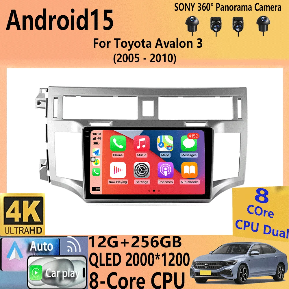 

Автомобильный радиоприемник Android 15 для Toyota Avalon 3 2005 2006 2007-2010 навигационный мультимедийный плеер стерео GPS WiFi + 4G DSP Carplay + автоматический