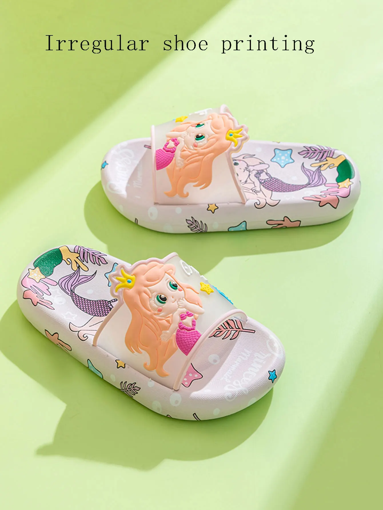 

2025 Summer Children's Cute Cartoon Mermaid Cool Slippers Indoor and Outdoor Leisure Comfortable Anti slip Soft Bottom Home Slip