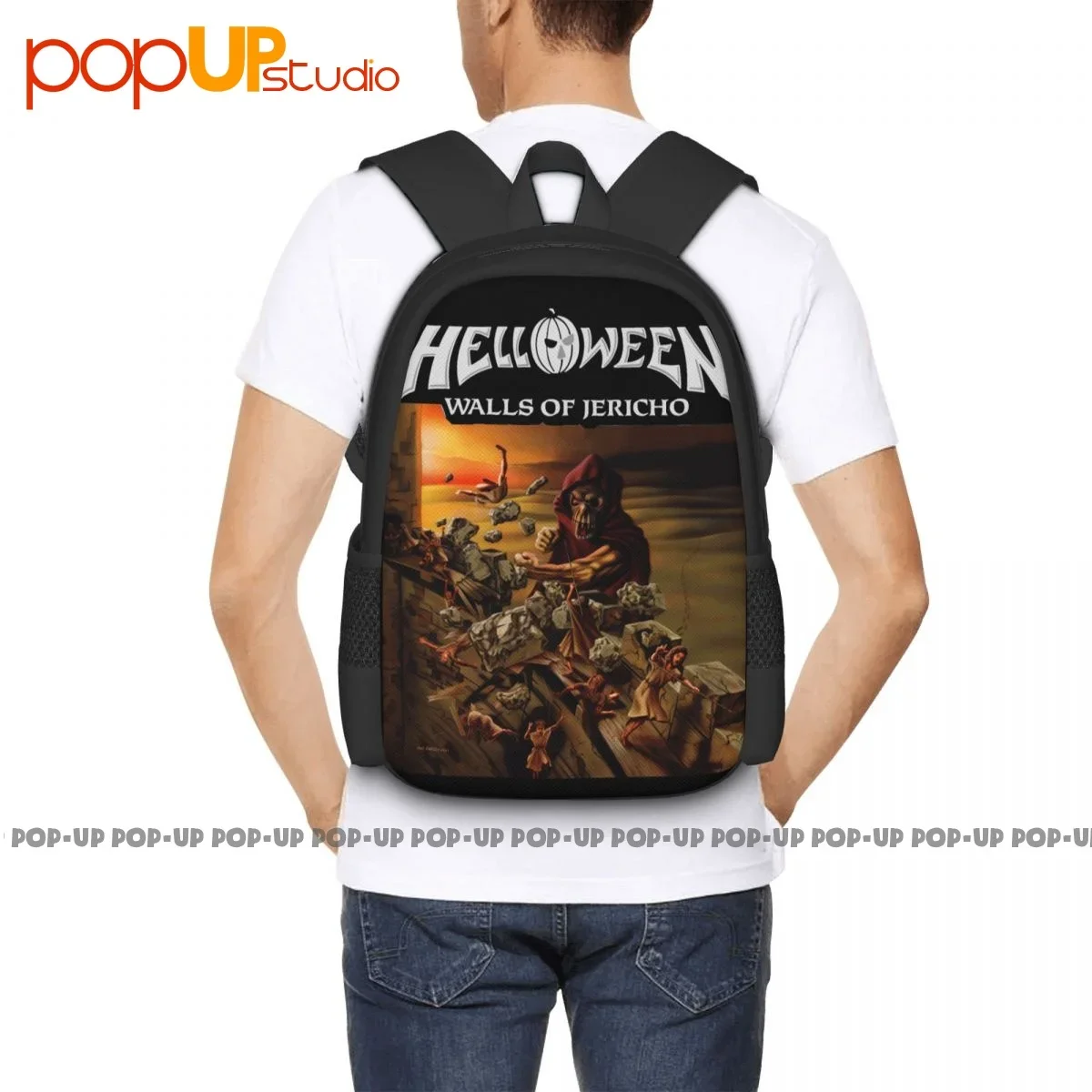 Helloween Walls Of Jericho Album Cover Metal Music Band Backpack Large Capacity Hot Multi-function