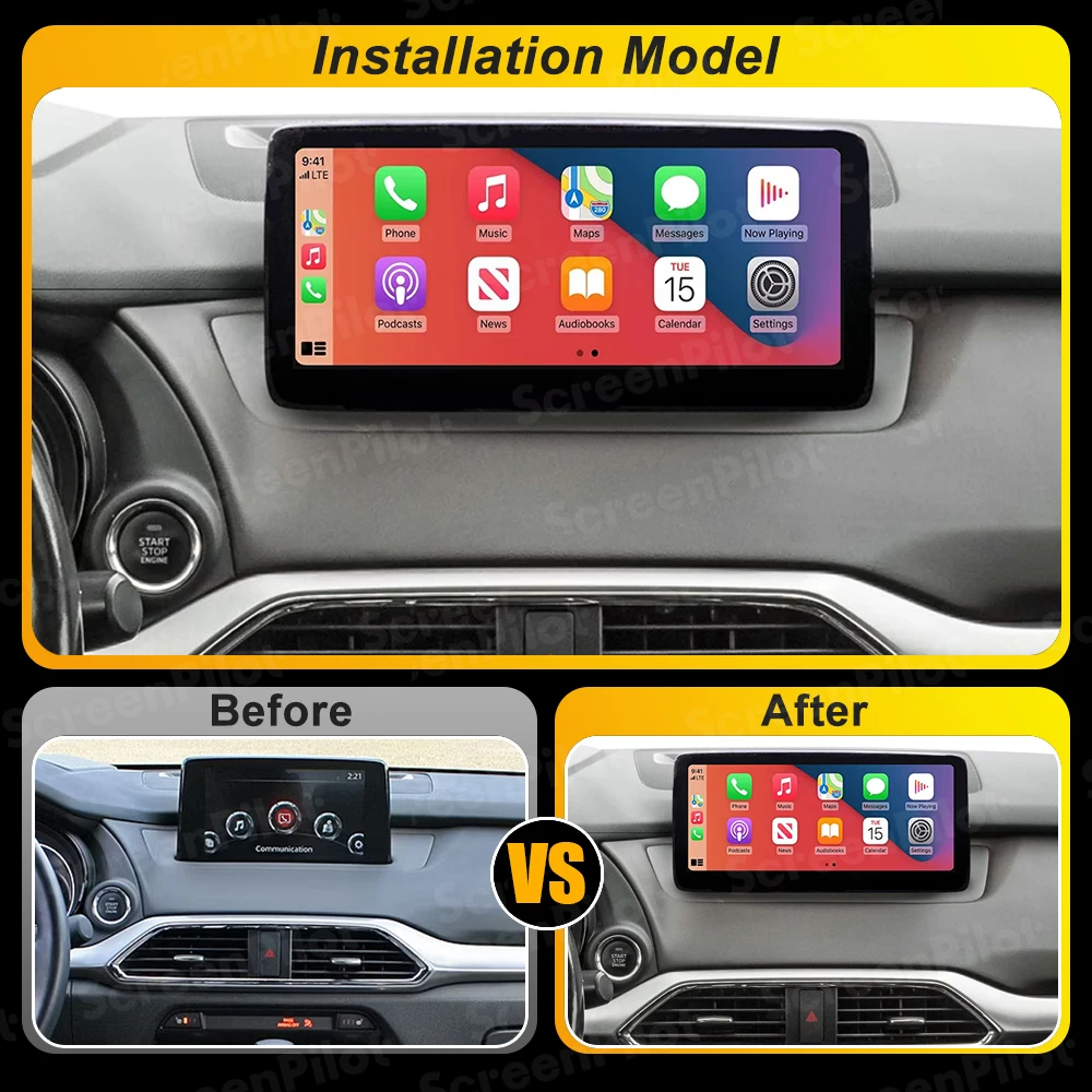 12.3 Inch Android 16 For Mazda CX9 CX-9 2016-2021 Car Radio Multimedia Video Player CarPlay Stereo Head Unit 2K QLED 8 Core RDS