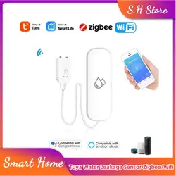 Sensor de fugas de agua Zigbee/Wifi, Sensor de nivel de agua, alarma, Detector de fugas de agua, Control remoto, seguridad para el hogar inteligente, Tuya Smart Life