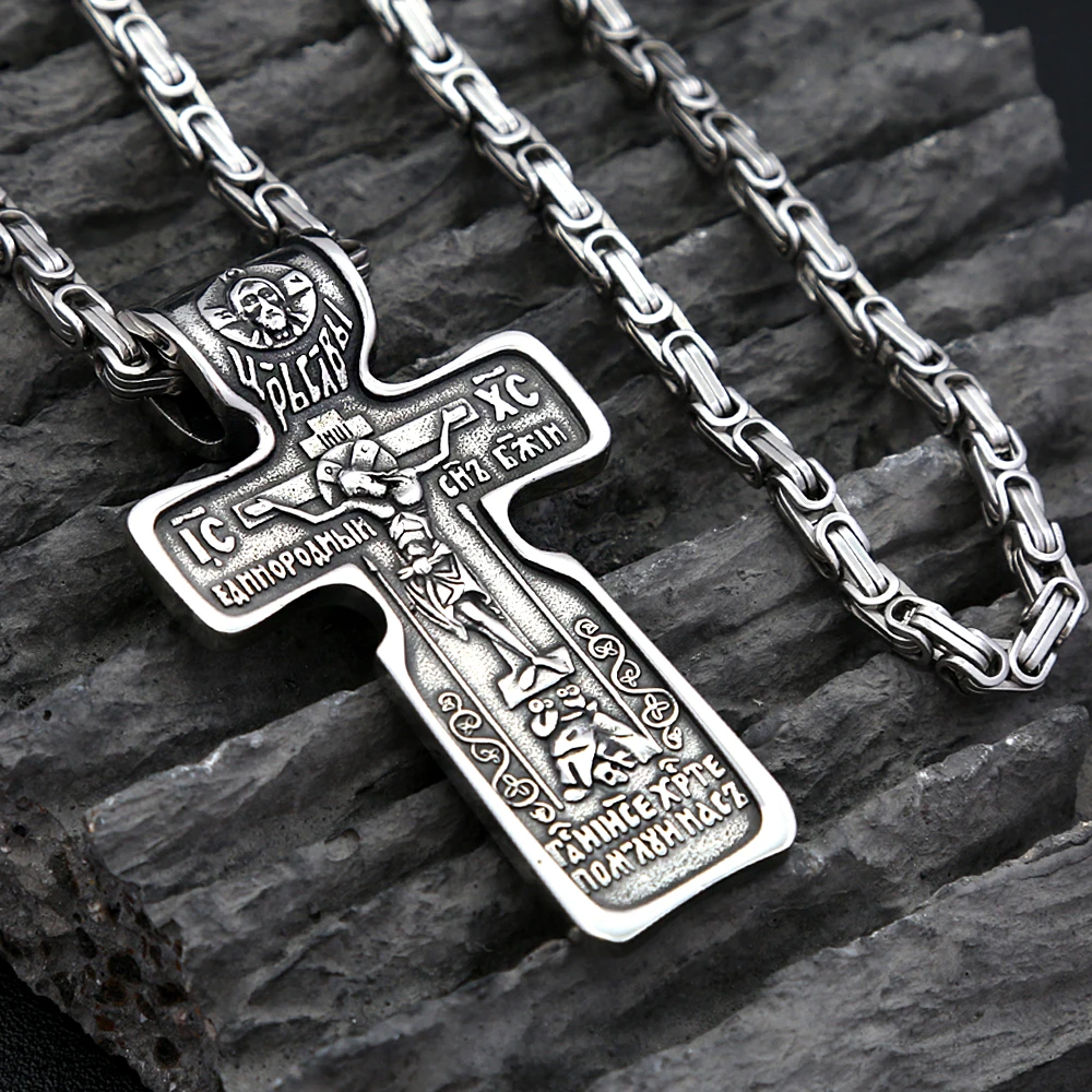 

Vintage Jesus Religious Necklace Stainless Steel Punk Cross Pendant Necklace For Men Women Amulet Jewelry Gift Dropshipping