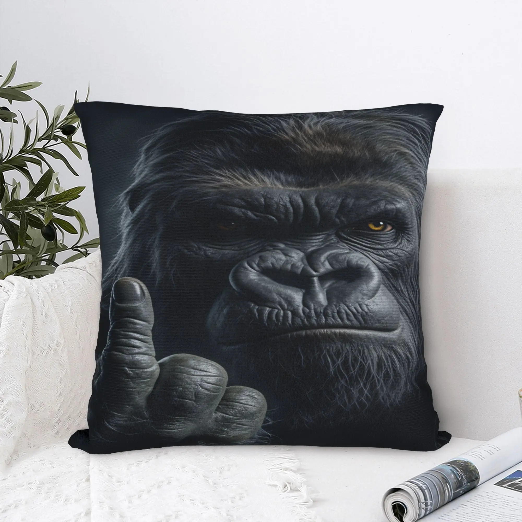 Gorilla Middle Finger  Pillowcases  Retro Trendy Pillow Case For Wedding Party Home Decor Design Pillow Cover