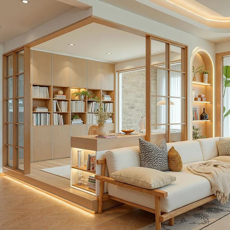 リビングルーム、ホテル、ヴィラ、ホームオフィス向けのカスタマイズ可能なミニマリスト木製家具、ナチュラルウッドスタイルデザイン