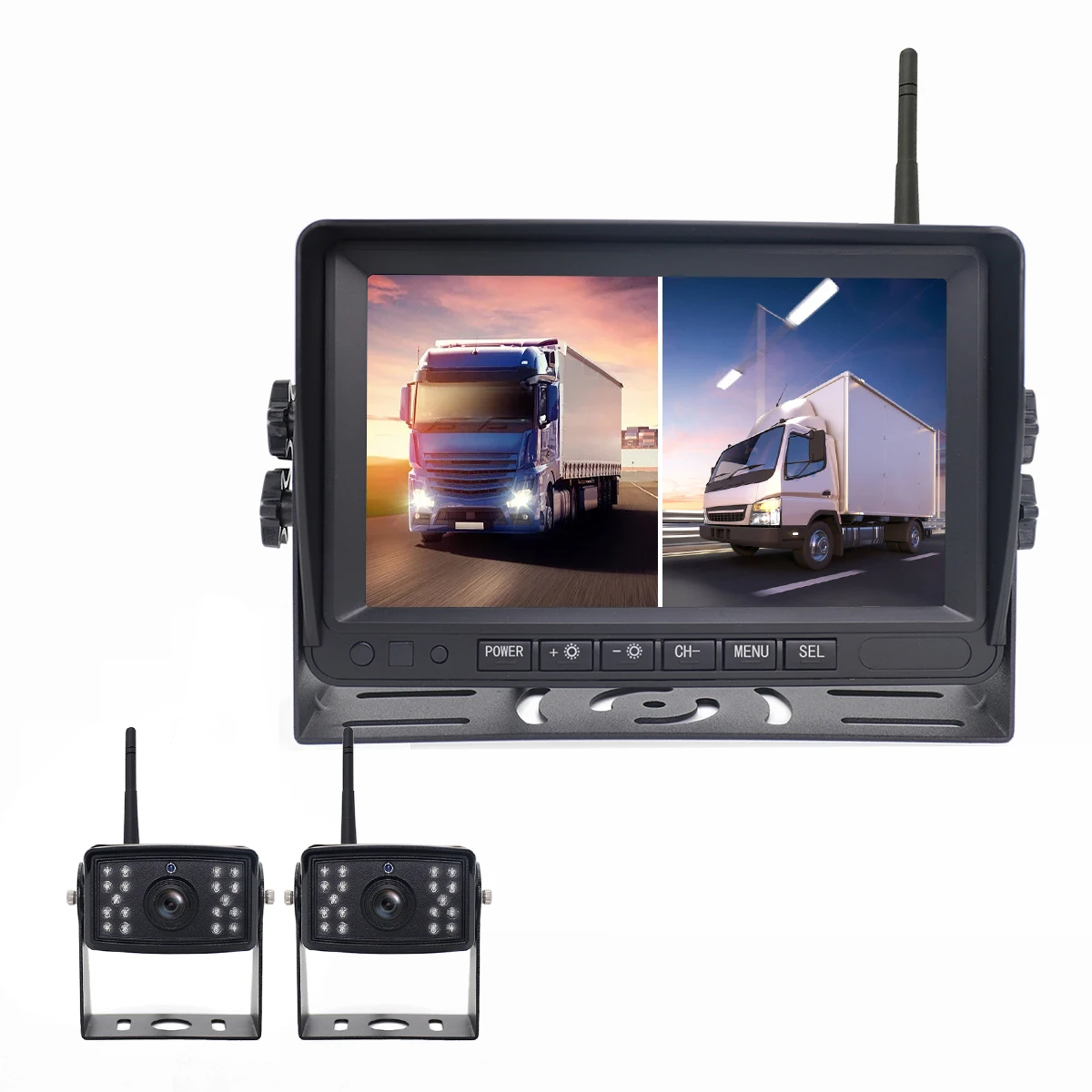 Truck 2CH 7 Inch 1024*600 IPS Display Car Reverse Camera Monitor Video Recorder 1080P BSD AHD DVR Monitor