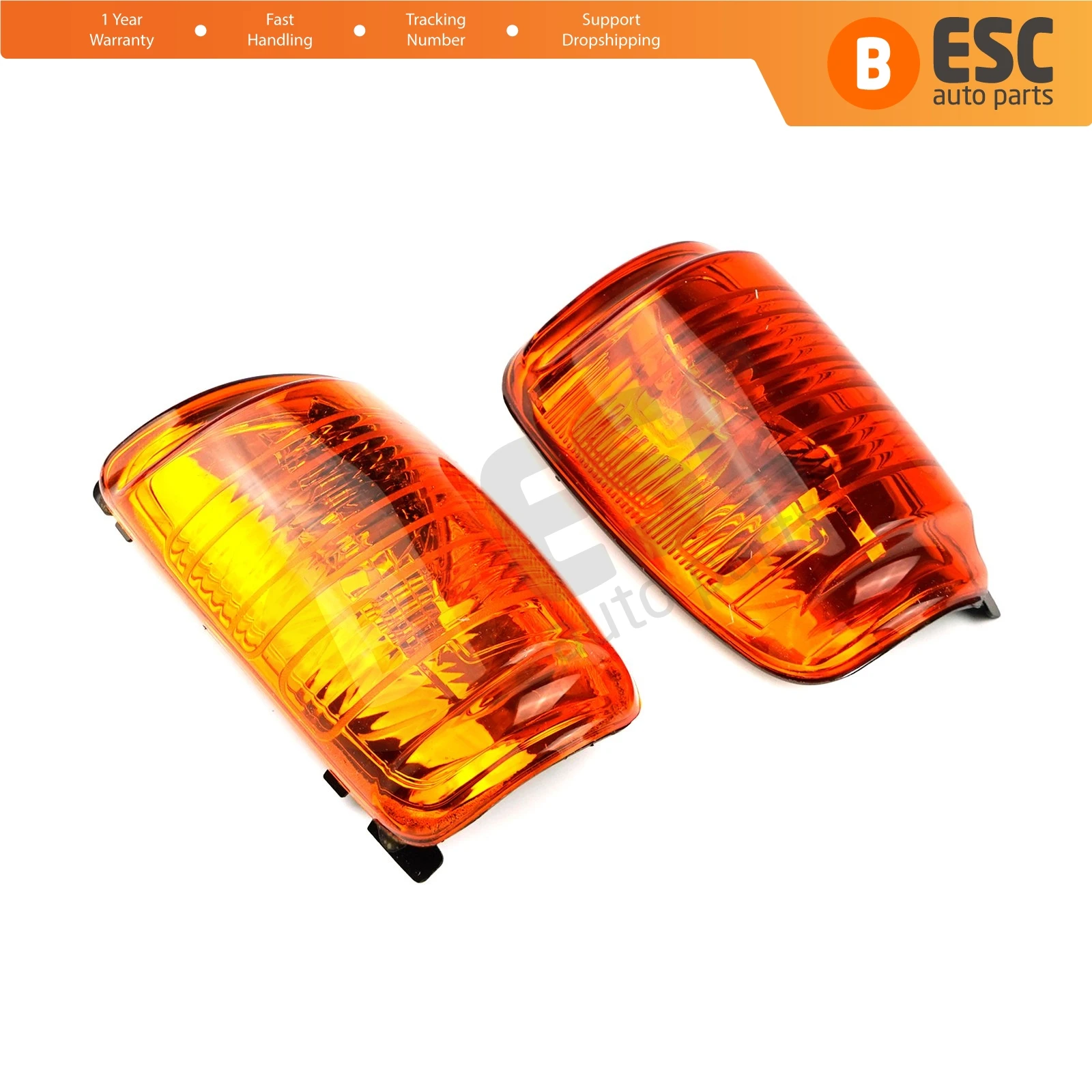 ESC Auto Parts ESP593 Side Door Wing Mirror Orange Indicator Lamp Lens 1847390-1847388 Left and Right for Ford Transit 2013-On