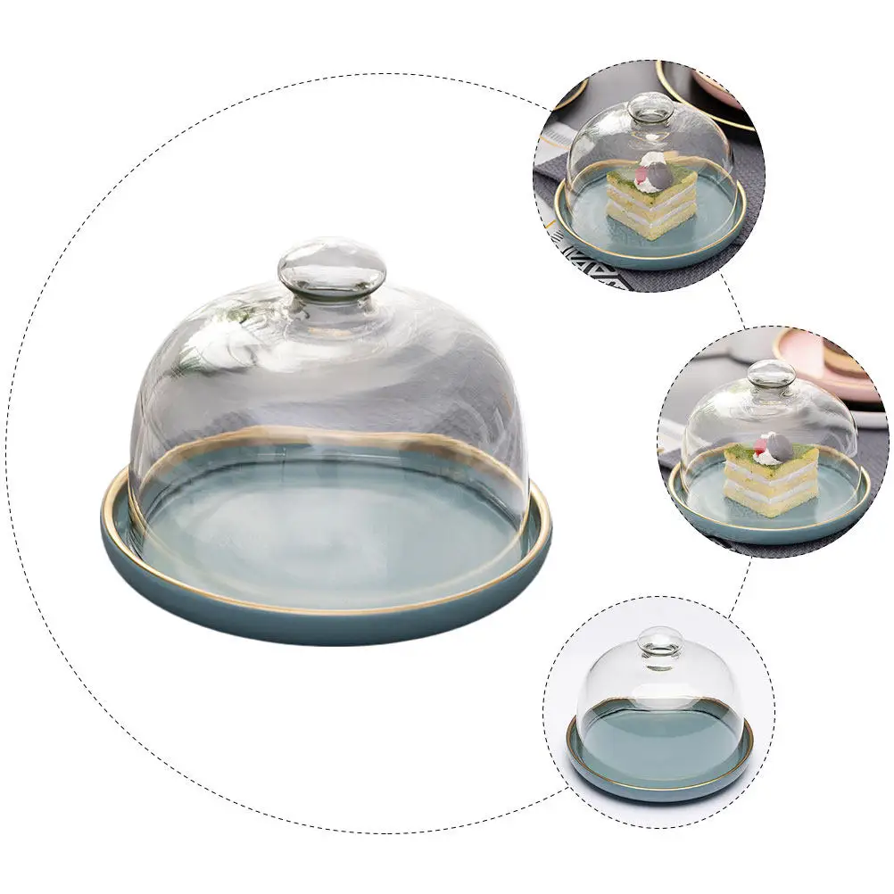 1 Juego de Cubiertas de Vidrio para Alimentos con Bandeja, Cubierta Azul Premium para Pasteles, para Fiestas al Aire Libre, Hamburguesas, Postres, Frutas, Barbacoa, Picnic, Camping